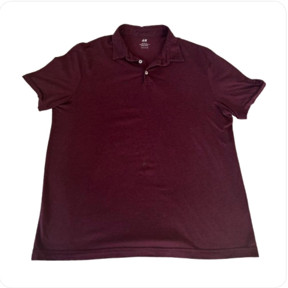 H&M Men's Deep Burgundy Polo Shirt